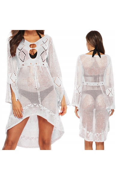 SNM Tunica Plaja Boho, SNM, Rochie De Plaja Dantela Dantelata Si Asimetrica, ...