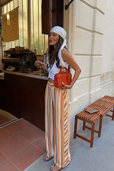 Lijuri Colorful Striped Wide Leg Pants 0142