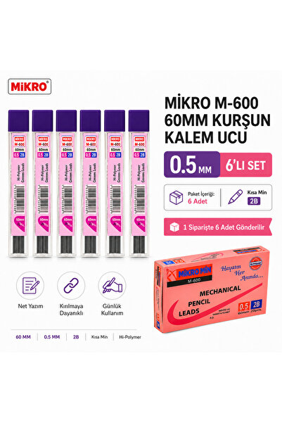 Mikro 0.5 mm 2B Kurşun Kalem Ucu 6’lı Set 60 mm Kısa Min – Hi-Polymer Versati...