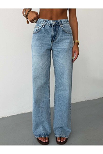 HerTon Women's High Waist Wide Leg Jean Pants Loose Fit Straight Cut Denim