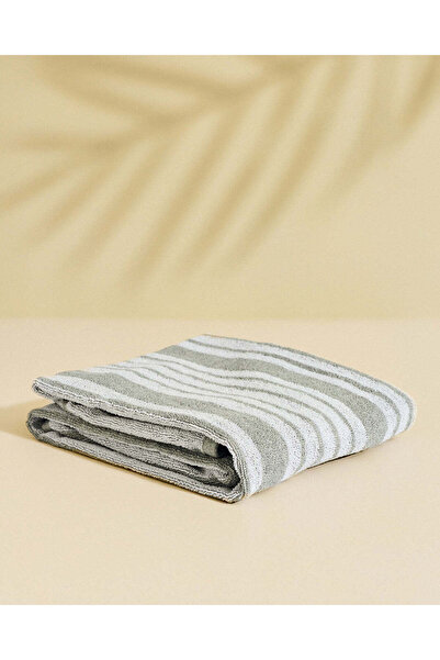 REDTAG Light Grey Striped Bath Towel 70x140cm