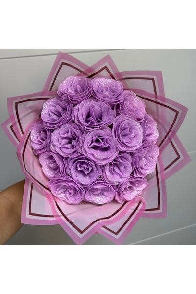 Generic Brand Buchet Lavender Sparkle – 17 Trandafiri Mov cu Gliter
