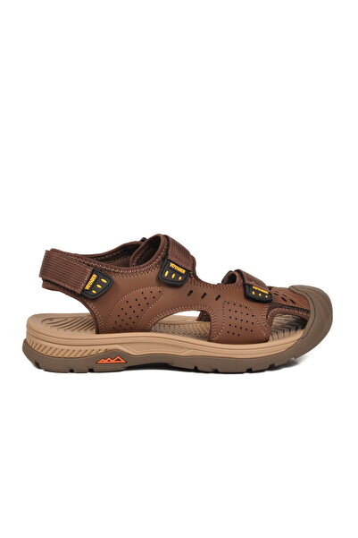 Voyager Men's Brown Closed Toe Velcro Daily Walking Outdoor Sandals E337 m