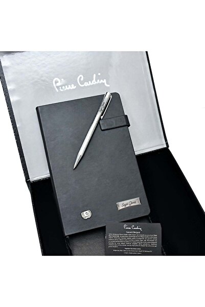 Pierre Cardin İsme Özel Defter ve Kalem Seti Özel Tasarım Kutulu Siyah