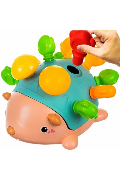 KRUZZEL Puzzle senzorial educativ cu arici, sortator de forme și culori, 12 p...