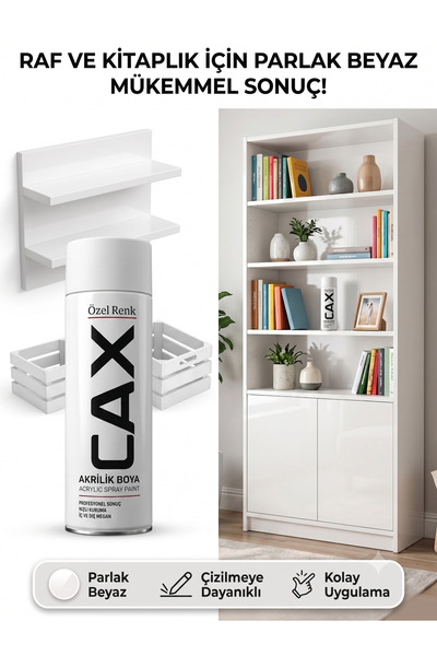 caxcolors CAX Akrilik Sprey Boya 400 ml – Mobilya, Raf, Kitaplık ve Ahşap Hız...
