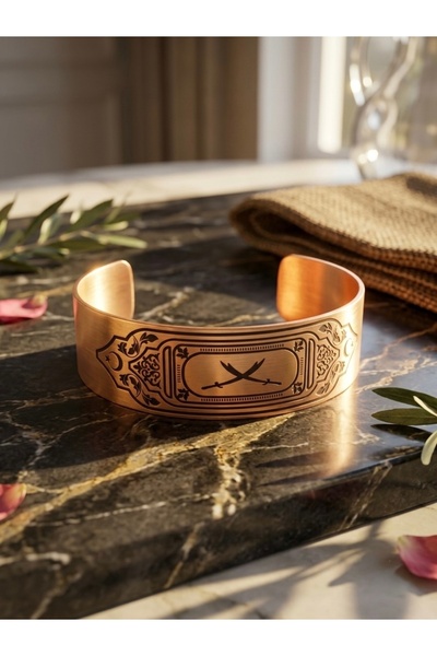 Meneva Aksesuar Special Design Adjustable Pure Copper Bracelet with Cross Swo...