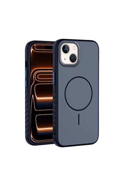 Zebana Apple iPhone 15 Uyumlu Kılıf Mono M-Safe Silikon Kılıf Lacivert