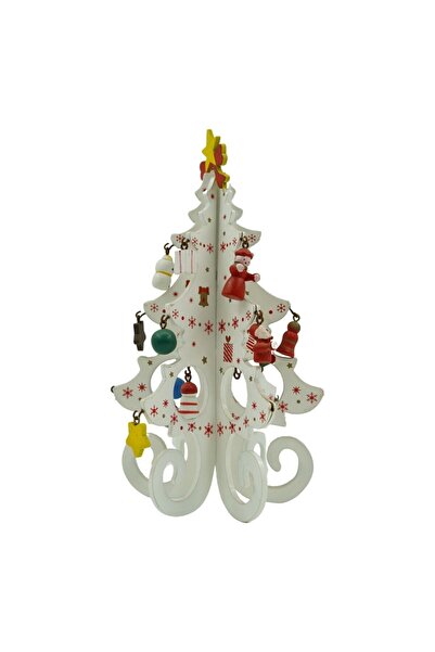 Rao Decoratiune Craciun, Brad, Alb, 6 Cavitati cu Ornamente, 12 Cm X 20 Cm, L...