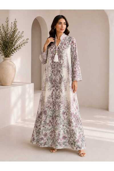 ROGINA Elegant Floral Print Jalabiya