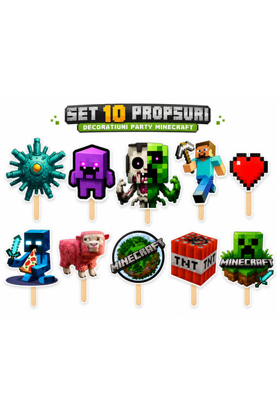 Ingift Set of 10 Minecraft Party Photo Props, Photo Booth Accessories for Kid...