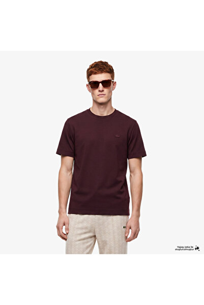 Lacoste Erkek Oversize Fit Bisiklet Yaka Bordo T-Shirt