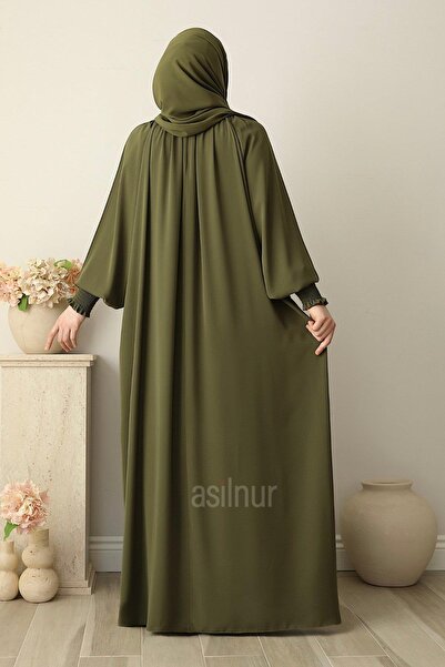 ASİLNUR Set rochie și șal Mahi, verde ulei, cadou