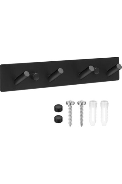 STARSTAR Black stainless steel wall coat rack with 4 hooks - suitable for kit...
