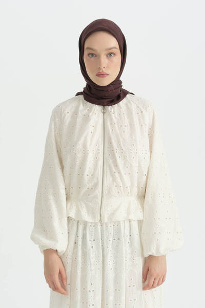 Nihan Logo Pattern Naia Cotton Scarf - Plum