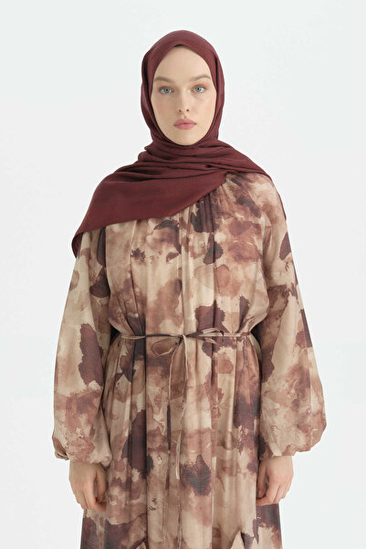 Nihan Cotton Naia Blend Natural Shawl - Burgundy