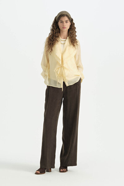 Nihan Flounced Tie-Back Blouse - Butter Yellow