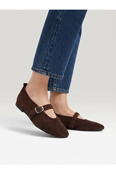 Rüya Shoes أحذية باليه مريحة من الجلد الطبيعي بنعل طبي من جلد الغزال