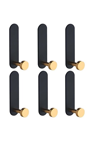 STARSTAR Six-piece garment hook set, aluminum, black + gold, 5kg load capacity.