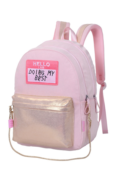 Marshmallow Pink & Beige Backpack by Miss Lemonade – Stylish School Backpack ...