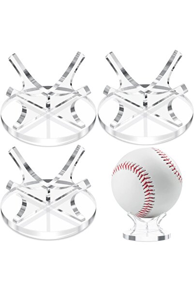 STARSTAR 4-Pack Clear Acrylic Display Stand Set for Sports Balls with Anti-Sl...