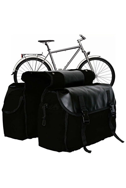 STARSTAR Bicycle pannier set, waterproof double saddle bag with cover, canvas...