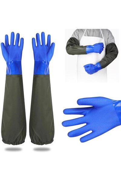 Morvena Picks Mănuși lungi de cauciuc pentru uz casnic, protecție chimică, im...