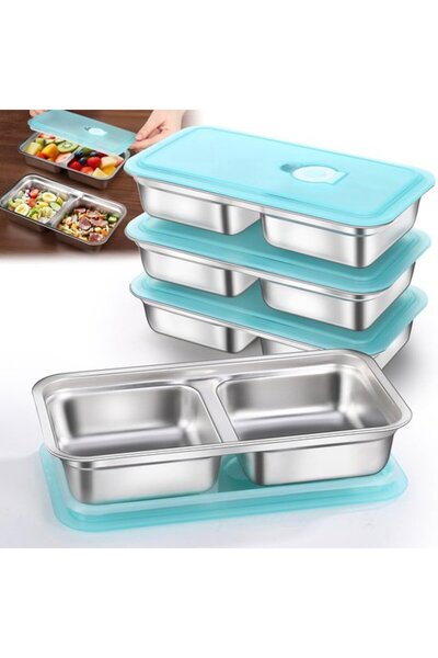 STARSTAR 4-piece stainless steel snack box set reusable, portable, has two co...