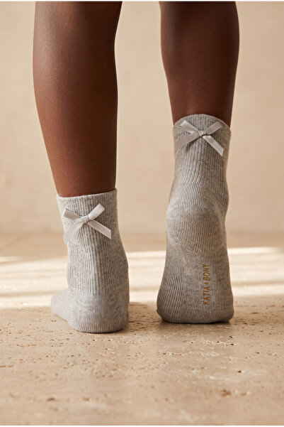 Katia&Bony Women's Socks with Ribbon Accessories Gray Melange