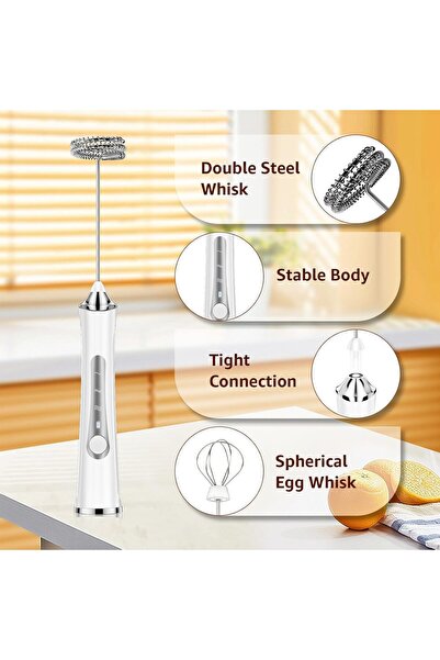 STARSTAR USB-C Recharge milk frother - 3 speed settings - electric mixer w/3 ...