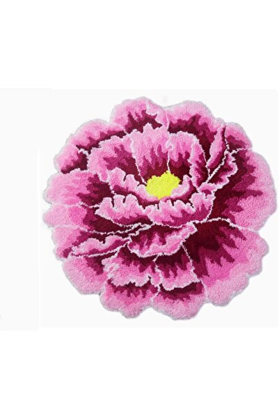STARSTAR Pink peony round rug, suitable for bedroom, kitchen, and bathroom; m...