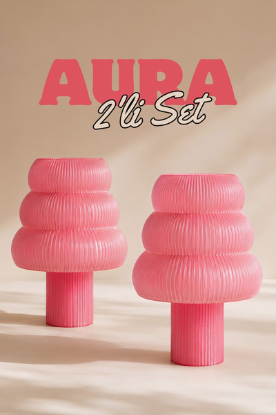 Aura Abajur 2'li Set– Modern Dekoratif Masa Lambası | Şeffaf PLA Tasarım | Sıcak Ambiyans Aydınlatması