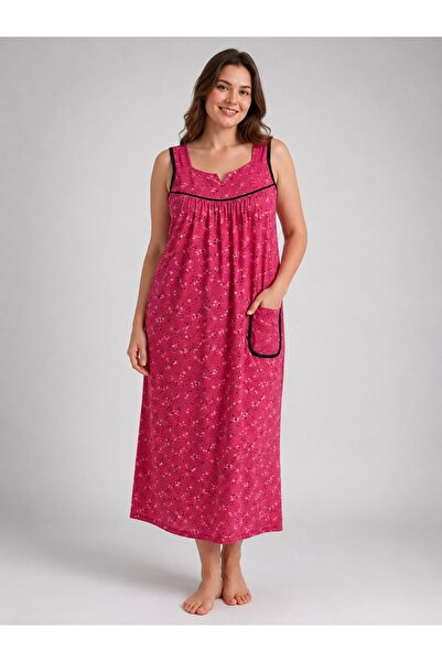 Alize Moda 100% Cotton Plus Size Women's Nightgown with Straps, Floral Patter...