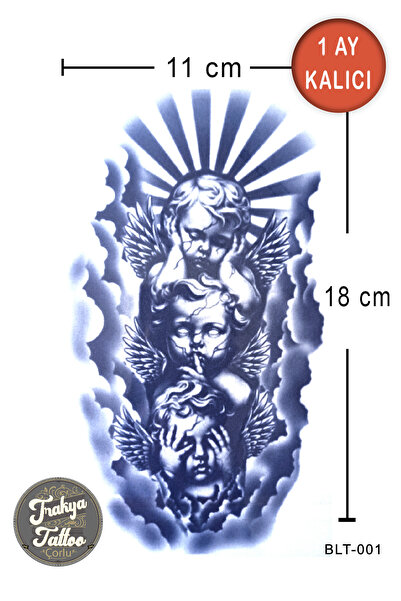 Trakya Tattoo 1 Ay Kalıcı Hayalet Dövme Yarım Kol Bulut ve Melek Çocuklar Geç...