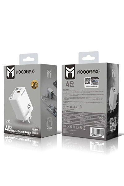 mooomax MOOGMAX 45W Fast Wall Charger – 5 Charging Ports (USB + Type-C) – Mul...
