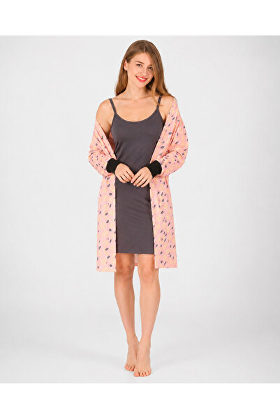yula store Women's 2-Piece Set: Dressing Gown + Nightgown 90% Cotton 10% Lycra