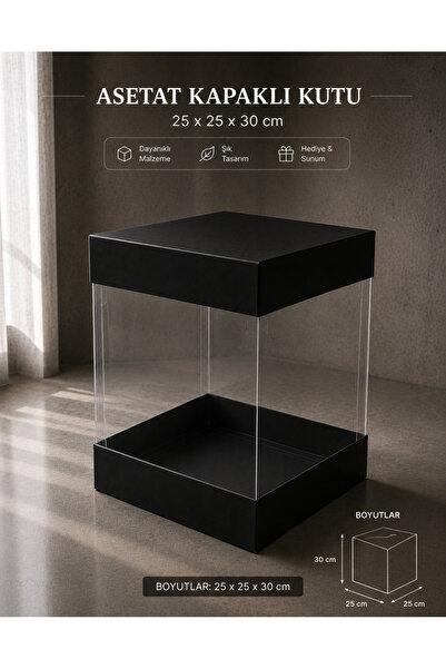 BOXSTATION 25x25x30 Asetat Siyah Kutu 1 Adet