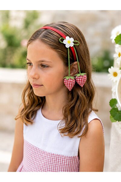 EMKSHOP Red Color Crown Buckle with Hanging Fluffy Strawberries and Knitted D...