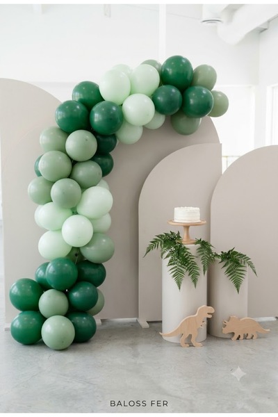baloss fer Dinosaur Concept 30-Piece Dark Green Macaron Green Eucalyptus Balloon Set Children's Birthday Decoration