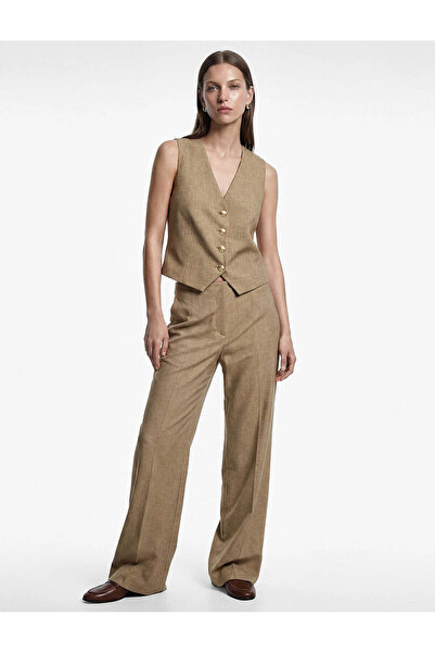 Koton Hochtaillierte Hose im Leinen-Look mit weitem Bein