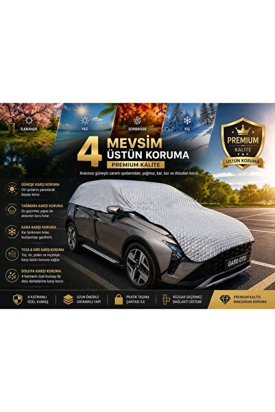 OTO GÜNEŞLİK ARAÇ DOLU BRANDASI 4 MEVSİM HER HAVA ŞARTINA DAYANIKLI OTOMABİL YARIM BRANDASI SUV MODEL 4KATMANLI GRI