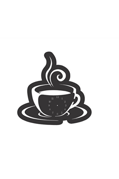 Gabcom Ceas de perete Coffee2 din lemn,culoare negru, 30 cm, design decorativ...