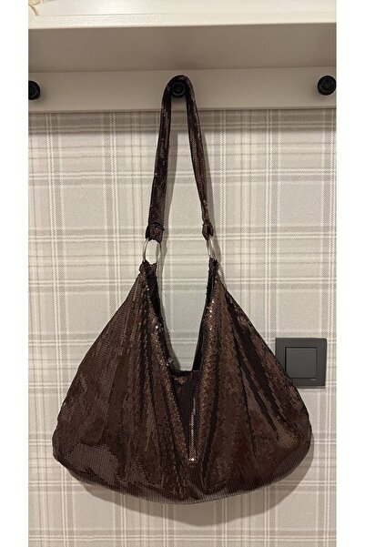 MUTE BAG حقيبة كتف نسائية من كوكي سيكوين / حقيبة كتف نسائية باللون البني (28*49)