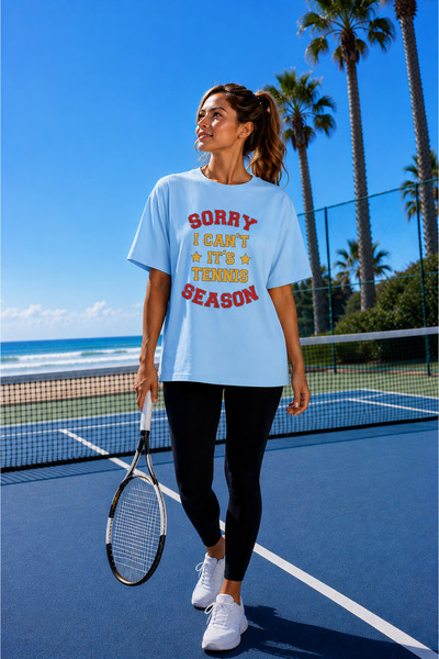 VODEXA Unisex Oversize Tennis Printed T-Shirt 100% Cotton Tennis 29 Themed Co...