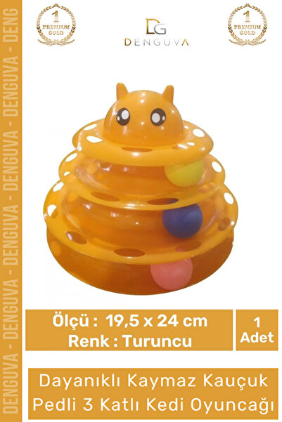 Denguva # Cat Toy 3-Tier Cat Headed Ball Moving Tower Educational Cat Toy 19....