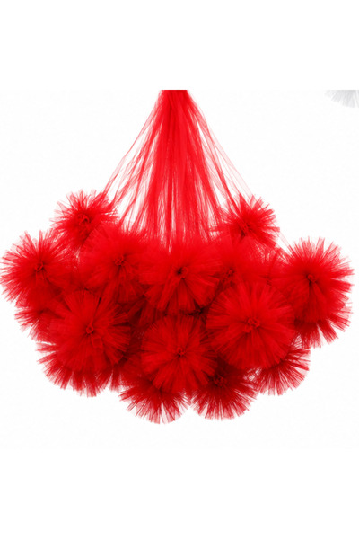 KARAKIZ Red tulle pom-pom car convoy ornament - 50 pieces