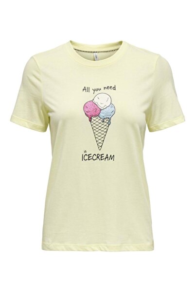 ONLY Μπλούζα κοντομάνικη γυναικεία "Icecream" κίτρινη