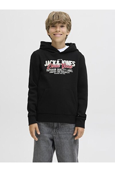 Jack & Jones Μπλούζα φούτερ αγόρι "Logo sweat" μαύρη