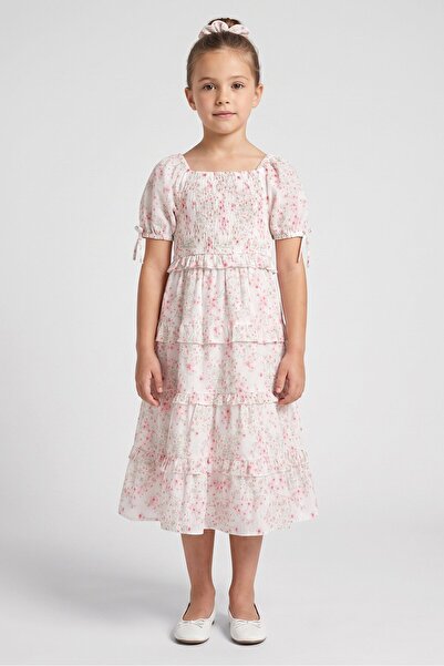 NANETTE LEPORE Kids Girl 2 Pieces Floral Print Dress With Scrunchies, Multicolor