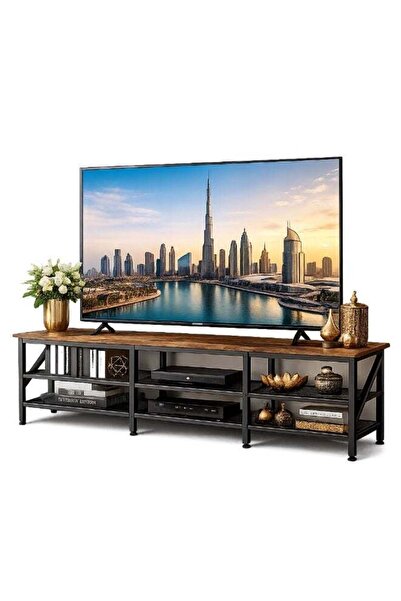 BRANDTECH Premium Modern TV Stand for 32-75 Inch TVs, Rustic Wooden Entertain...